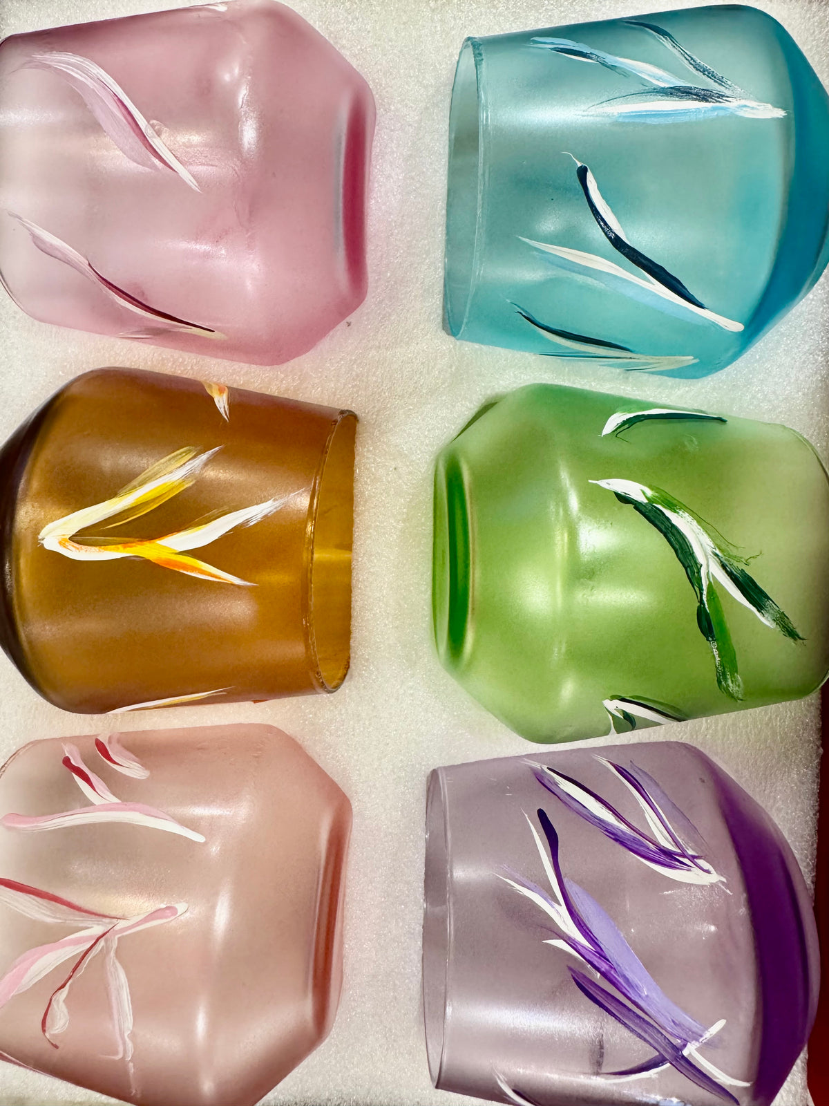 DISPLAY ONLY COLORFUL ABSTRACT WINE GLASSES