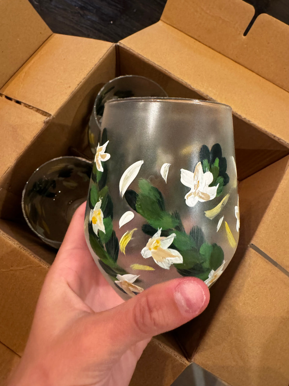 DISPLAY ONLY FLORAL WINE GLASSES